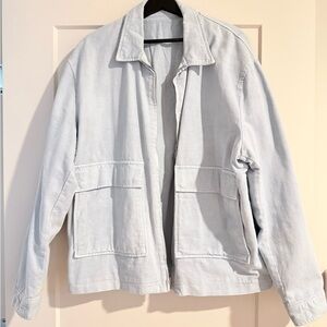 Zara light wash denim jacket Men’s XL 100% cotton zip front utility style